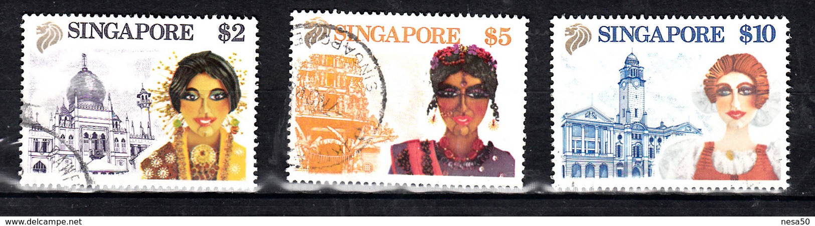 Singapore 1990 Mi Nr 612 - 613 - 614 ;  Toerisme, Tempel - Singapore (1959-...)