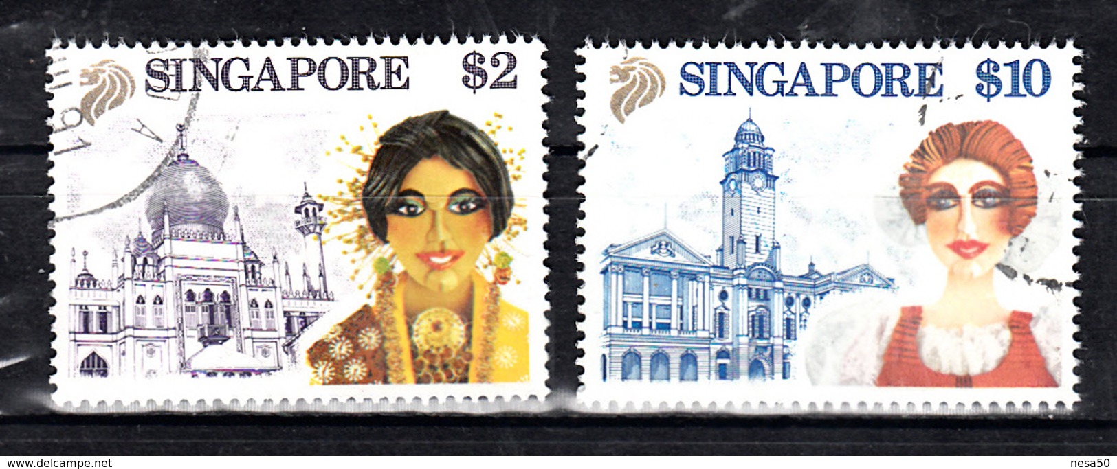 Singapore 1990 Mi Nr 612 + 614 ;  Toerisme, Tempel - Singapore (1959-...)