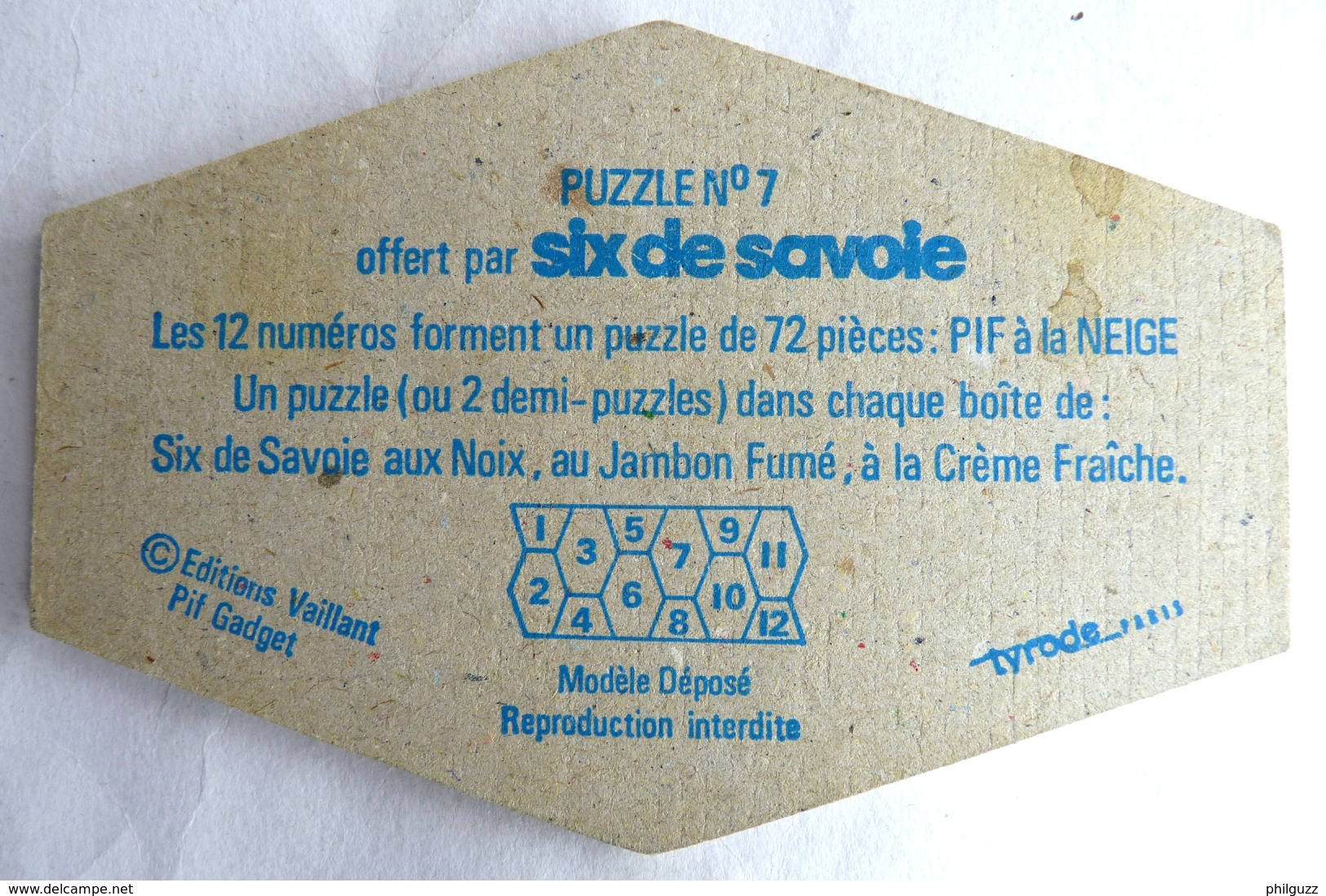 RARE PUZZLE SIX DE SAVOIE PIF N°07 1977 - Puzzles