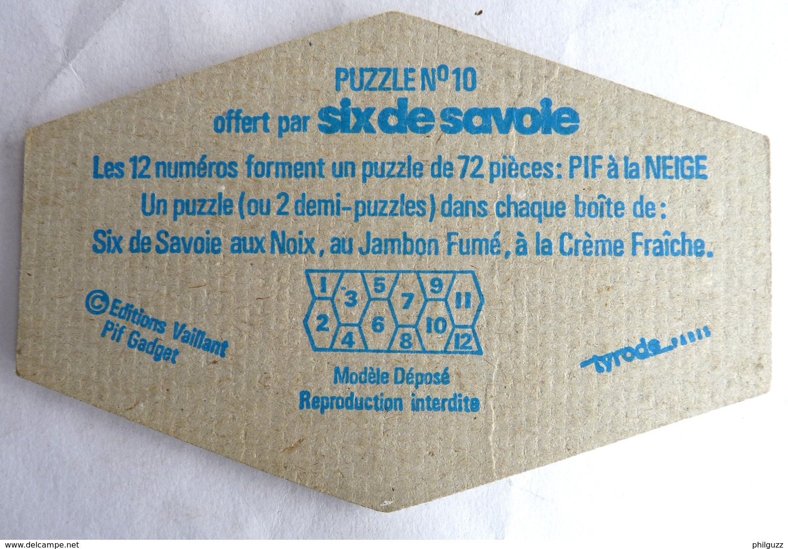 RARE PUZZLE SIX DE SAVOIE PIF N°10 1977 (1) - Puzzels