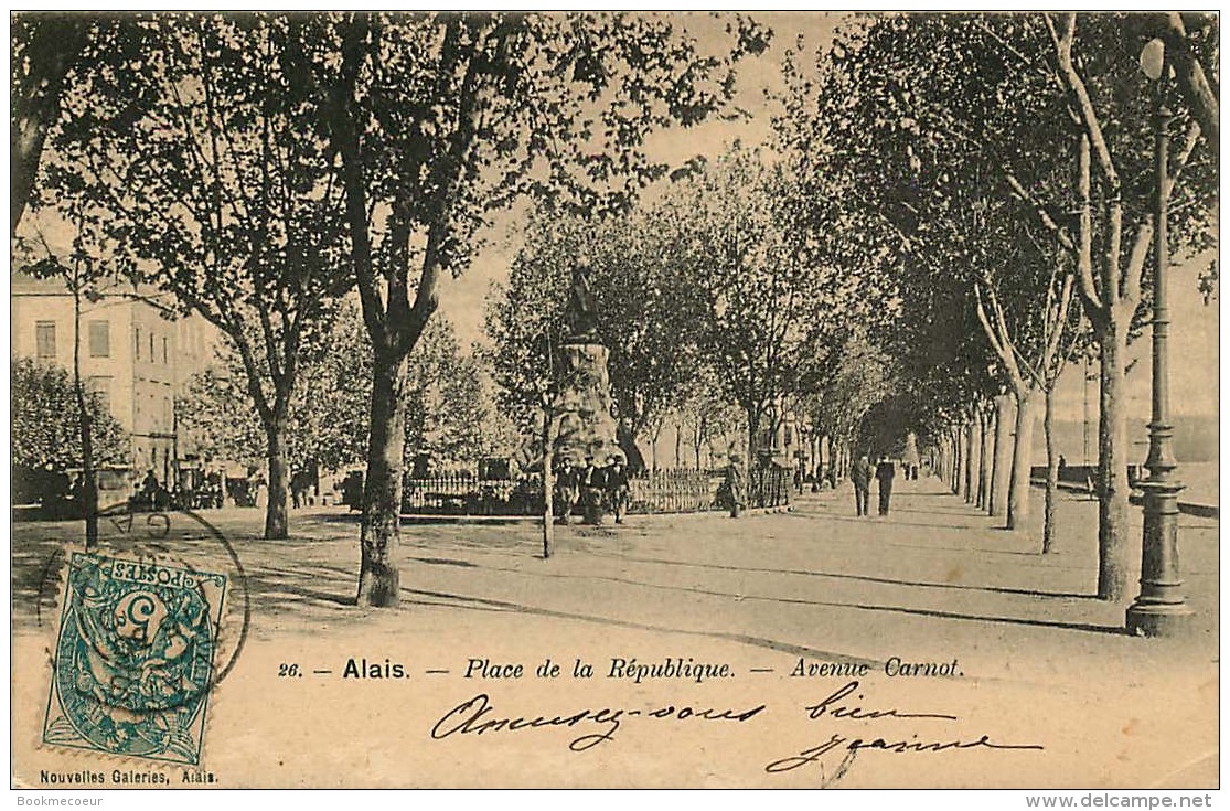 ALAIS 3 CARTES PLACE DE LA REPUBLIQUE  AV CARNOT -  PLACE DE LA REPUBLIQUE - PACE DE LA REPUBLIQUE ET RUE D'AVEJAN - Alès