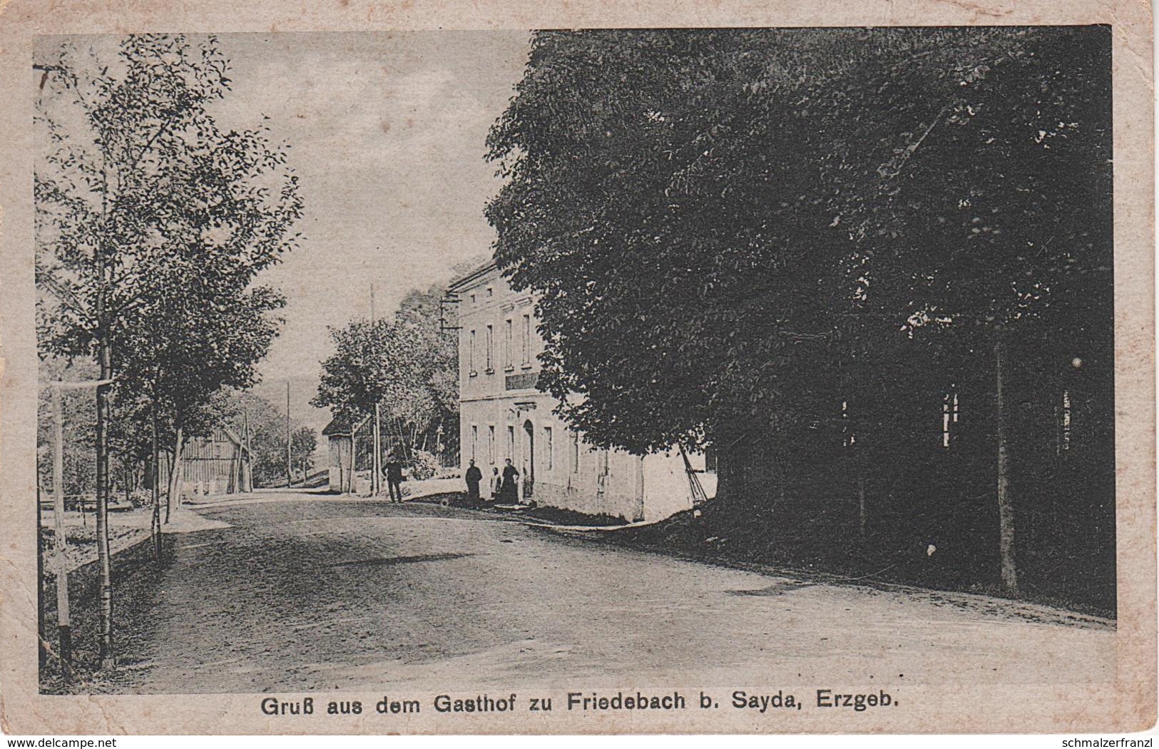 AK Friedebach Erzgebirge Gasthof Bei Sayda Olbernhau Heidersdorf Neuhausen Rechenberg Mulda Voigtsdorf Bahnpost Stempel - Mulda (Erzgeb.)