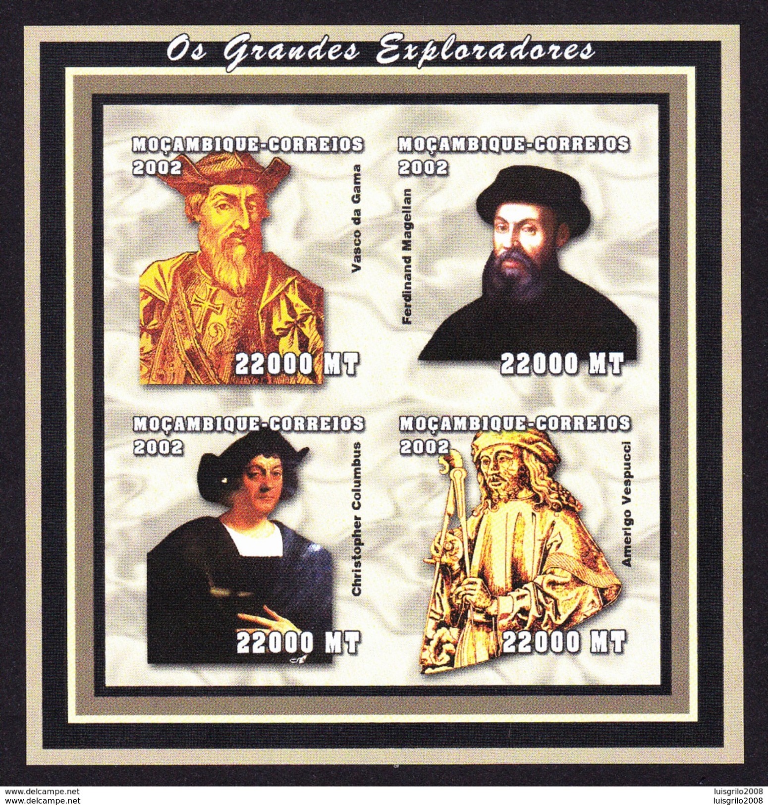 CRISTOPHER COLUMBUS/ VASCO DA GAMA / FERDINAND MAGUEILAN / AMERICO VESPUCCI - Moçambique, 2002 // Imperf. - Christoffel Columbus