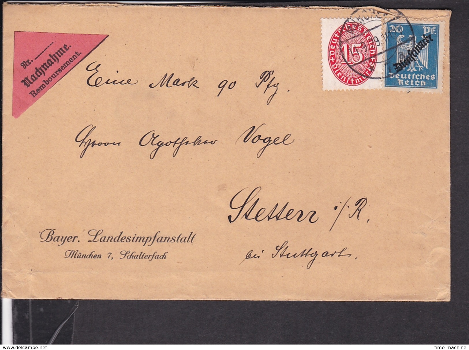 Dienstmarken Deutsches Reich Stempel München Nach Stetten 1929 - Briefe U. Dokumente