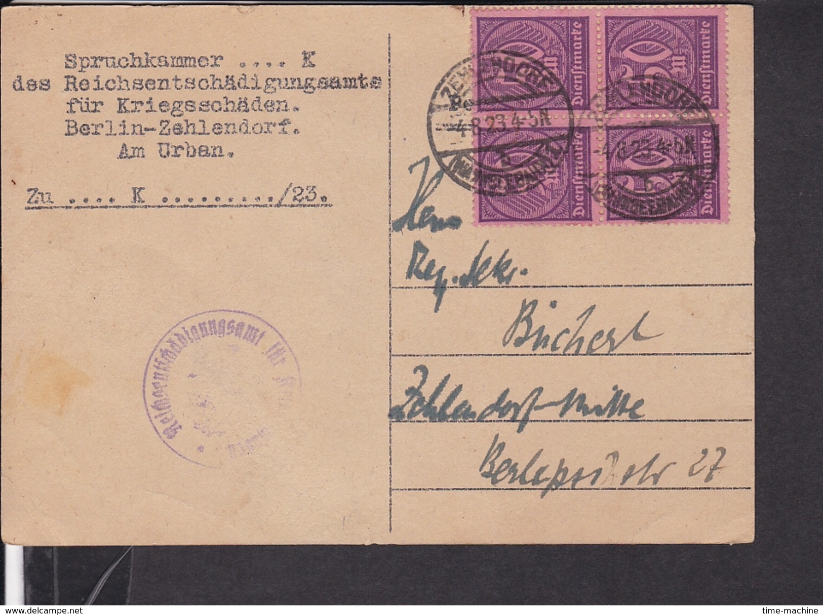 Dienstmarken Deutsches Reich Stempel  Zehlendorf 1923 MEF - Covers & Documents