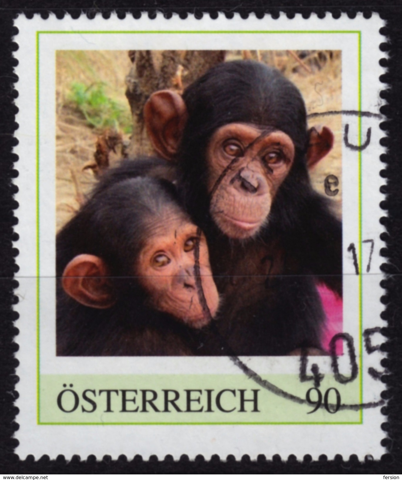 Monkey Chimpanzee / 2000´s Austria - Personal Stamp / USED / Traun - Chimpanzés