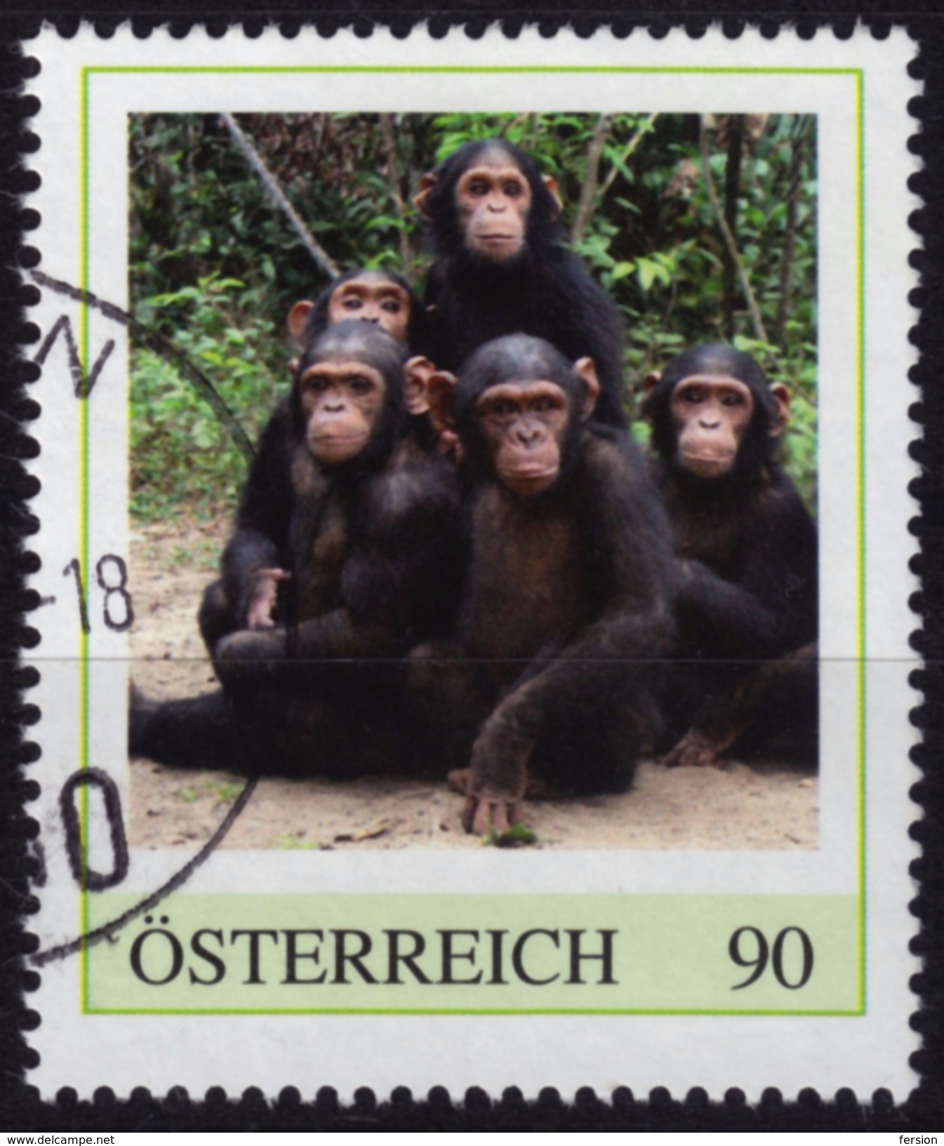 Monkey Chimpanzee / 2000´s Austria - Personal Stamp / USED / Traun - Chimpancés