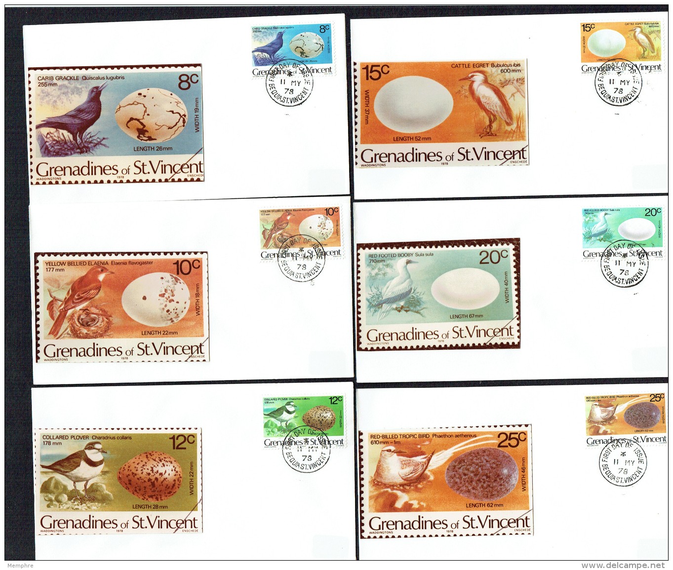 1978  Birds Set Of 16 - Unaddressed FDC - St.Vincent & Grenadines