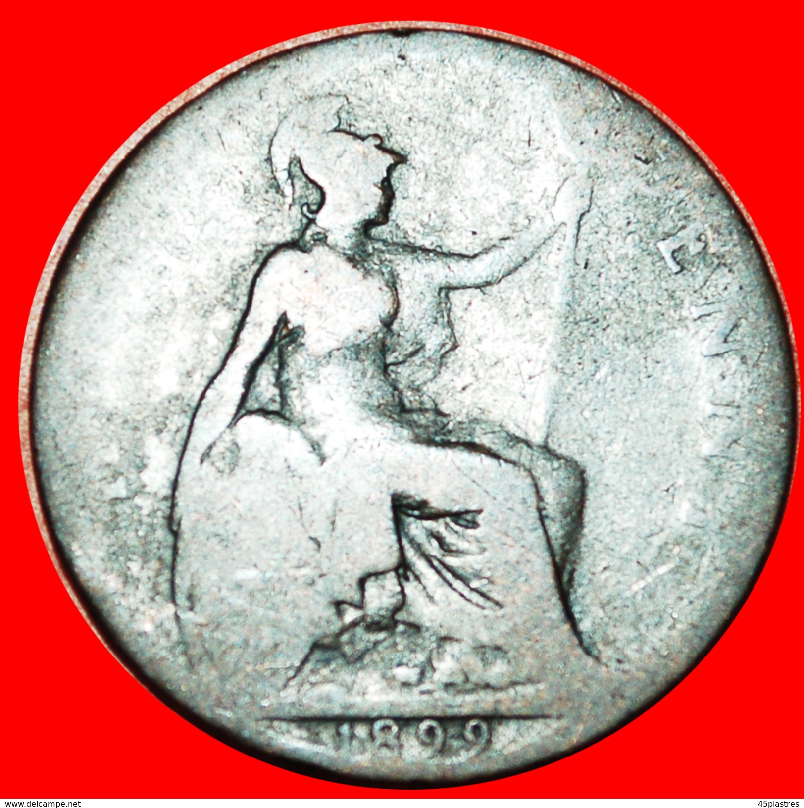 § MISTRESS OF SEAS: UNITED KINGDOM &#x2605; HALF PENNY 1899!LOW START&#x2605; NO RESERVE! VICTORIA (1837-1901) - C. 1/2 Penny