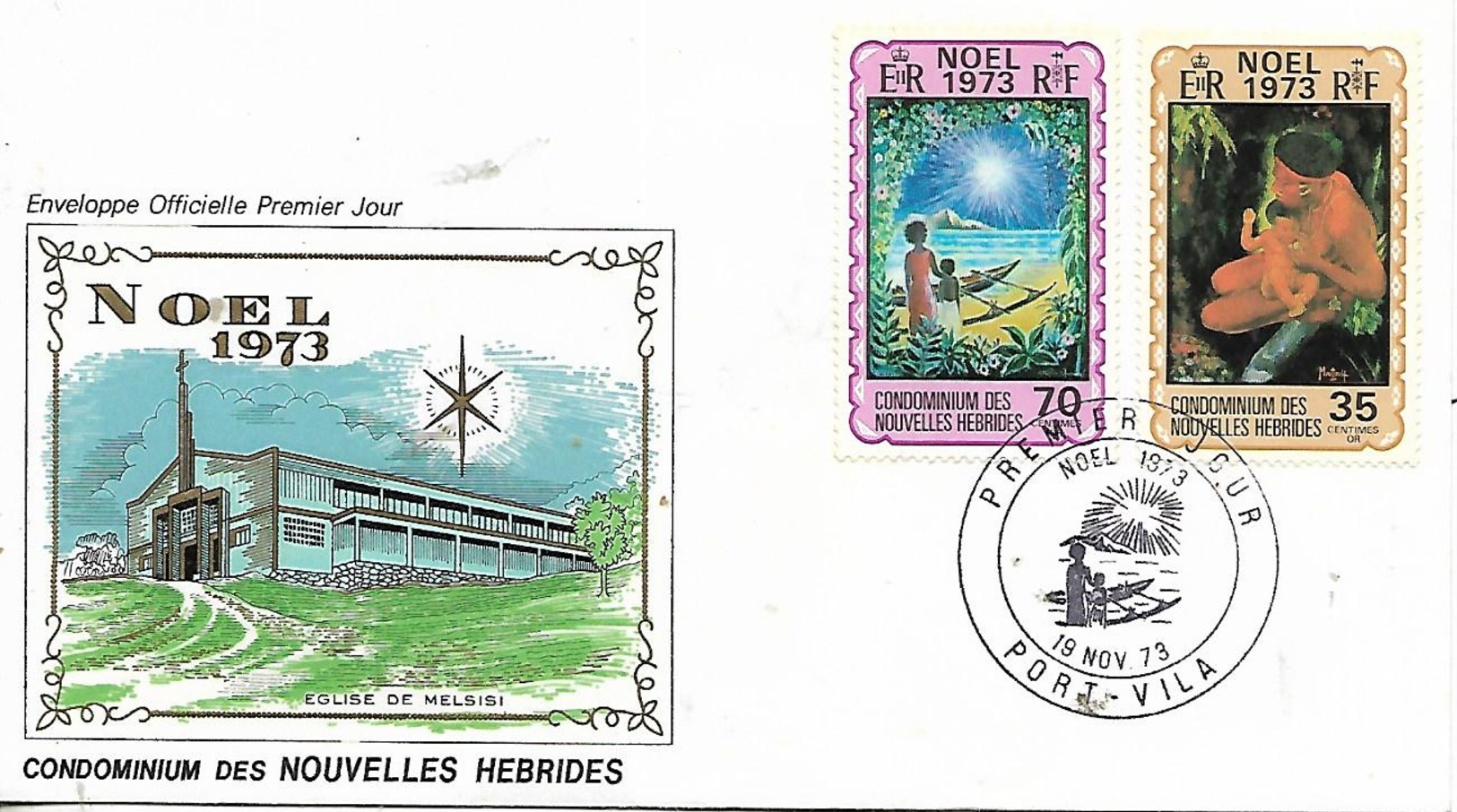 NOUVLLES HEBRIDES  PORT VILA  Noël 1973  19/11/73 - FDC