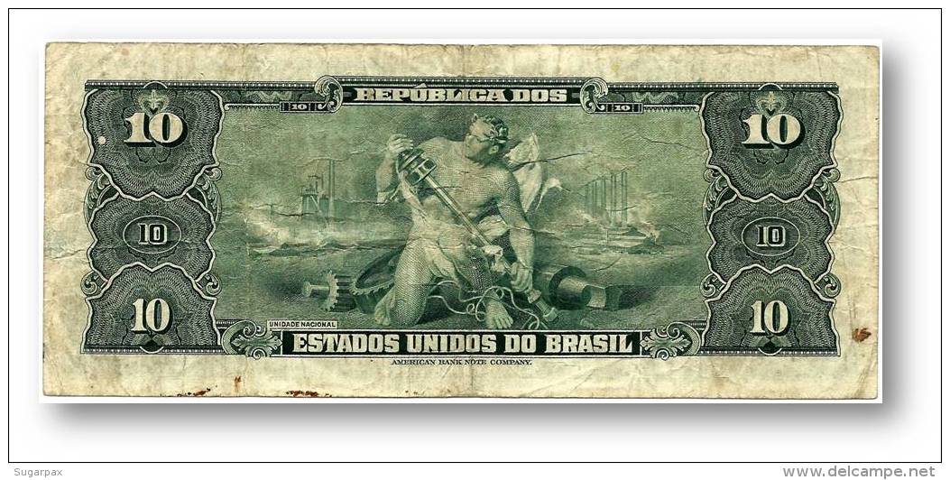 BRASIL - 10 CRUZEIROS - ND ( 1943 ) - P 135 - Hand-Signed - Serie 163.&ordf; - W/o Estampa - Getulio Vargas - Brésil