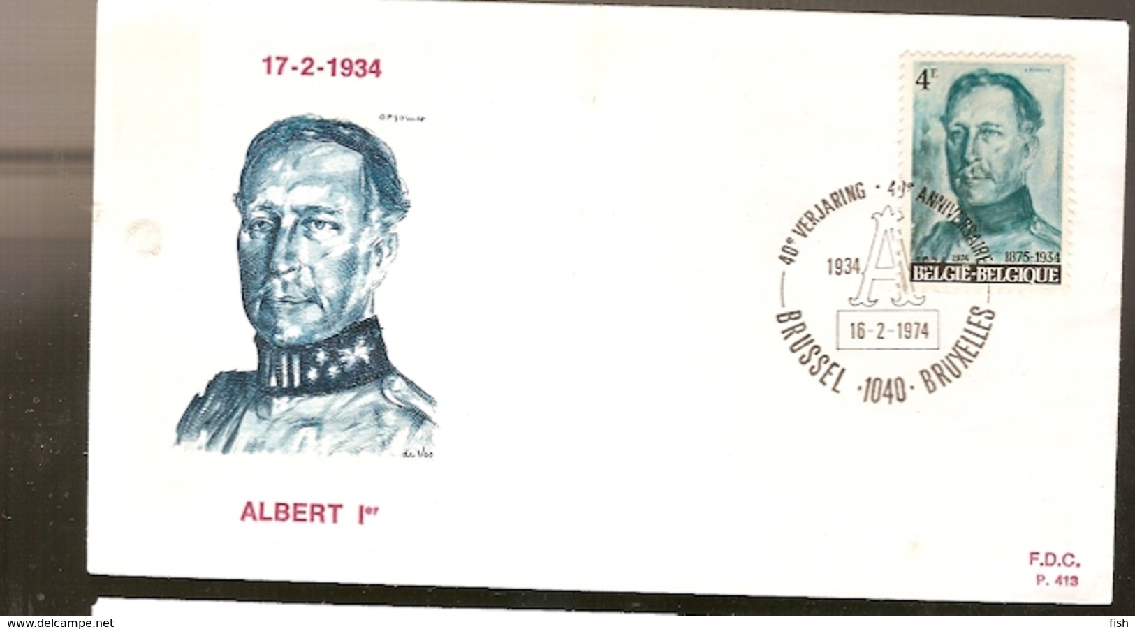 Portugal &   FDC 40th Anniversary Of The Death Of King Albert, Brussels 1974 (1704) - 1971-1980