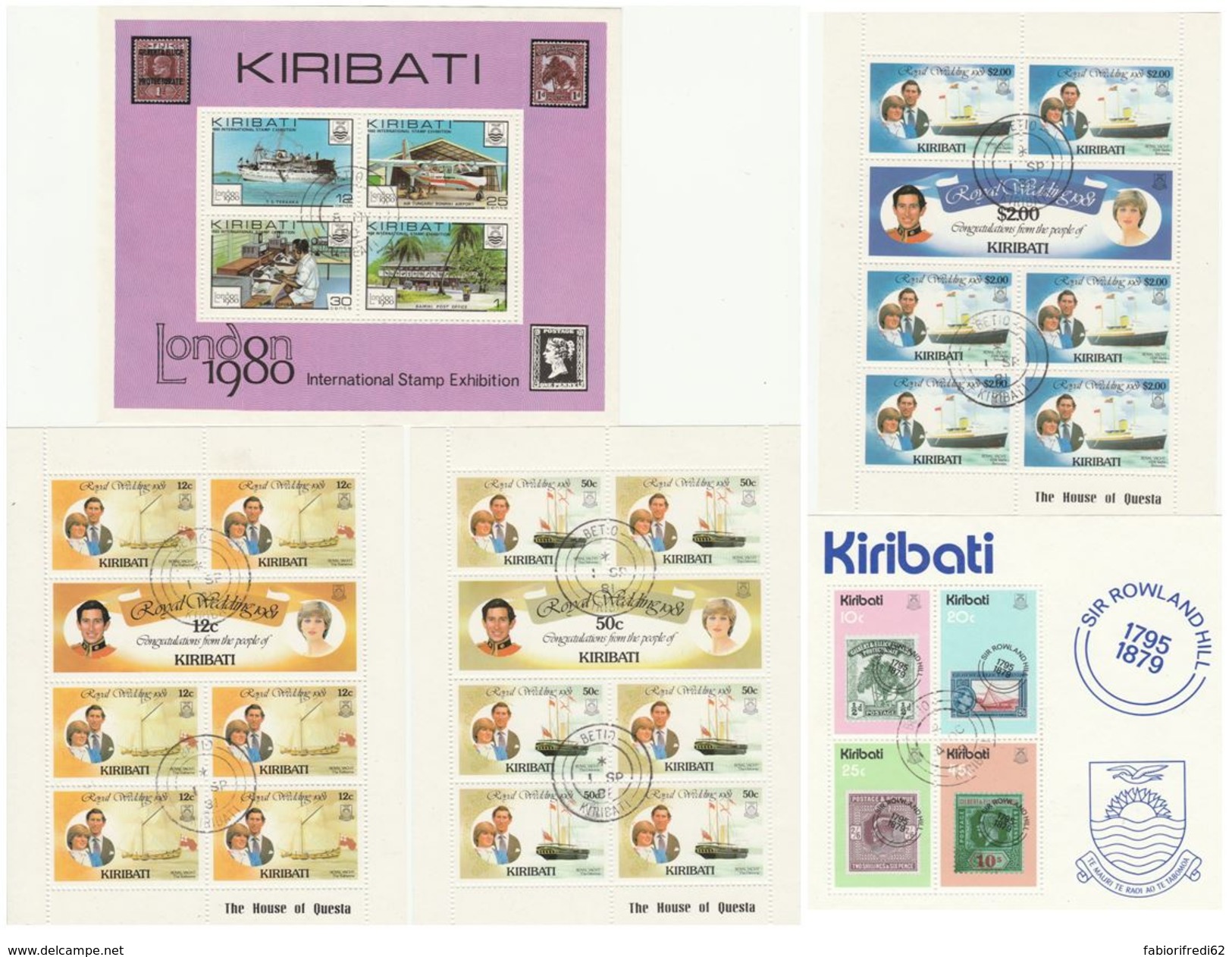 LOTTO 5 FOGLIETTI KIRIBATI ANNULLATI (VP406 - Kiribati (1979-...)