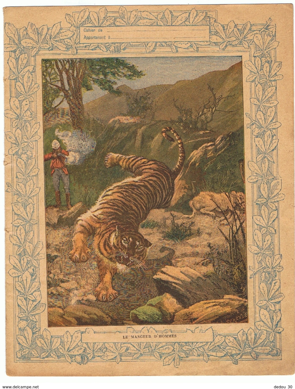 Couverture De Cahier 19° Siècle - Illustration La Chasse Au  Tigre (protège Cahier) - Animaux