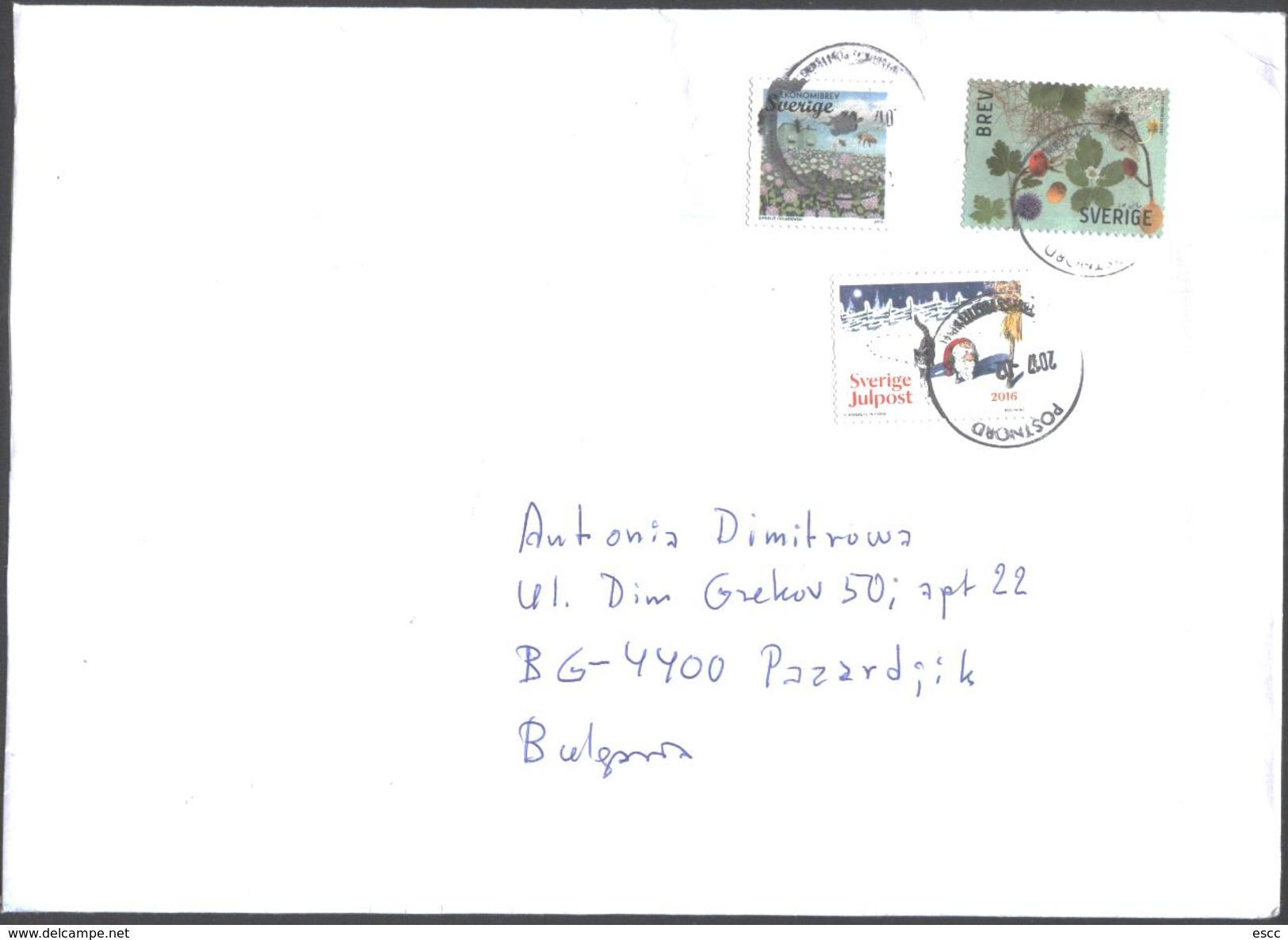 Mailed Cover (letter) With Stamps Flora Bees Cat From Sweden - Briefe U. Dokumente