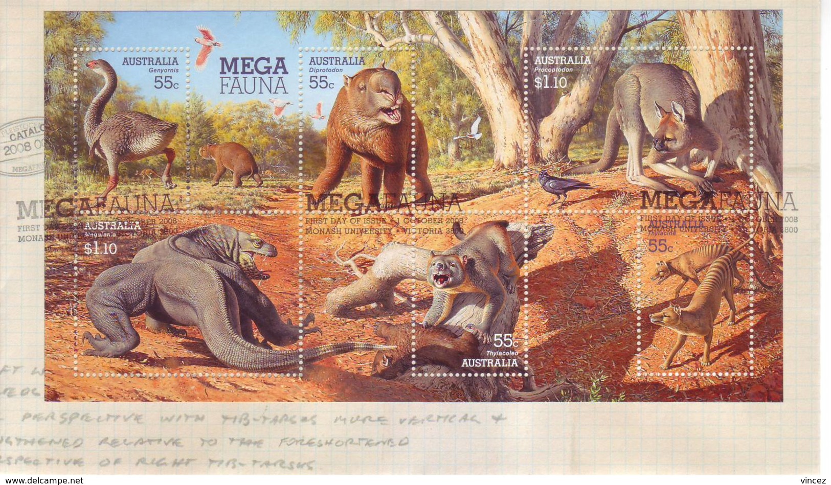 Australia 2008 - FDC Fauna Gigante Scomparsa, BF - Primo Giorno D'emissione (FDC)