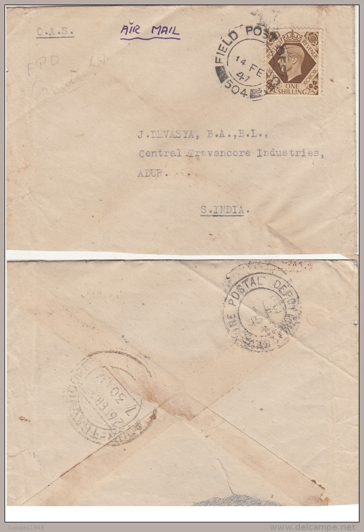 Great Britain  14 FEB 47  F.P.O. NO 504 Hannover Germany To India  # 93708 - Ohne Zuordnung