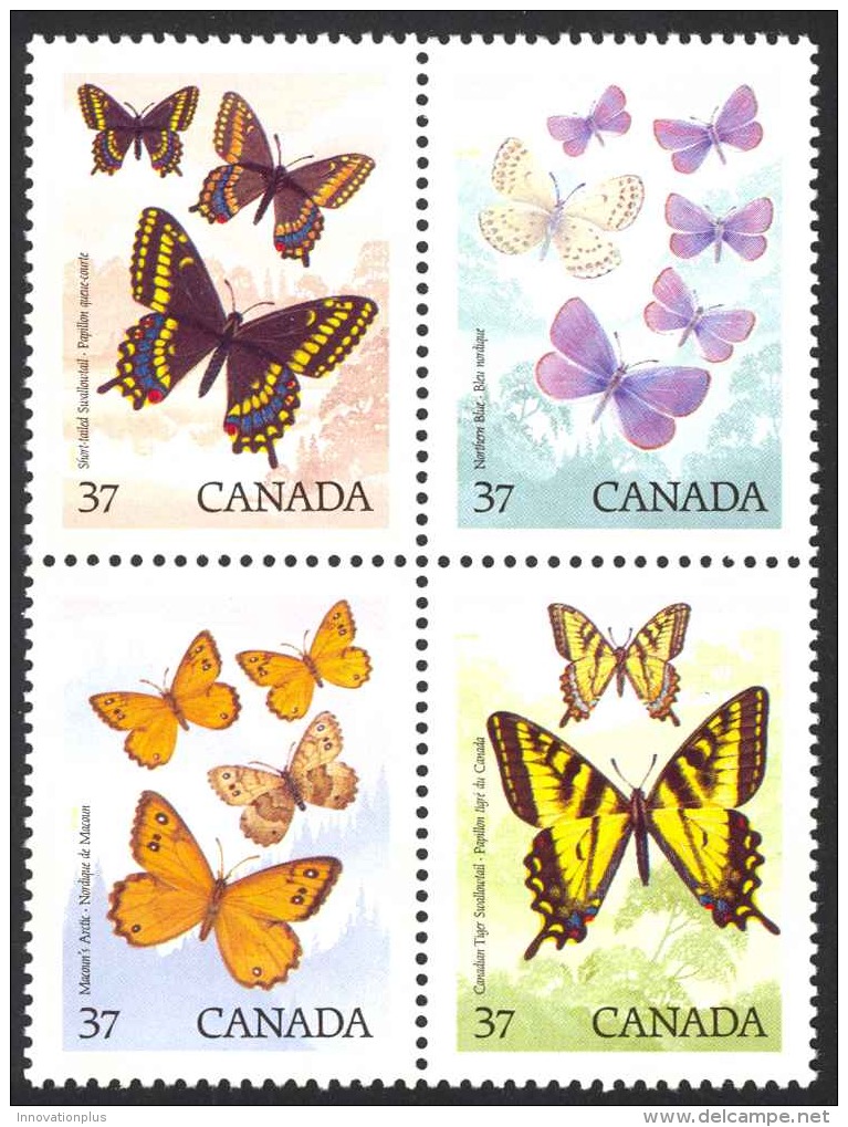 Canada Sc# 1213a MNH Block/4 1988 37c Butterflies - Unused Stamps