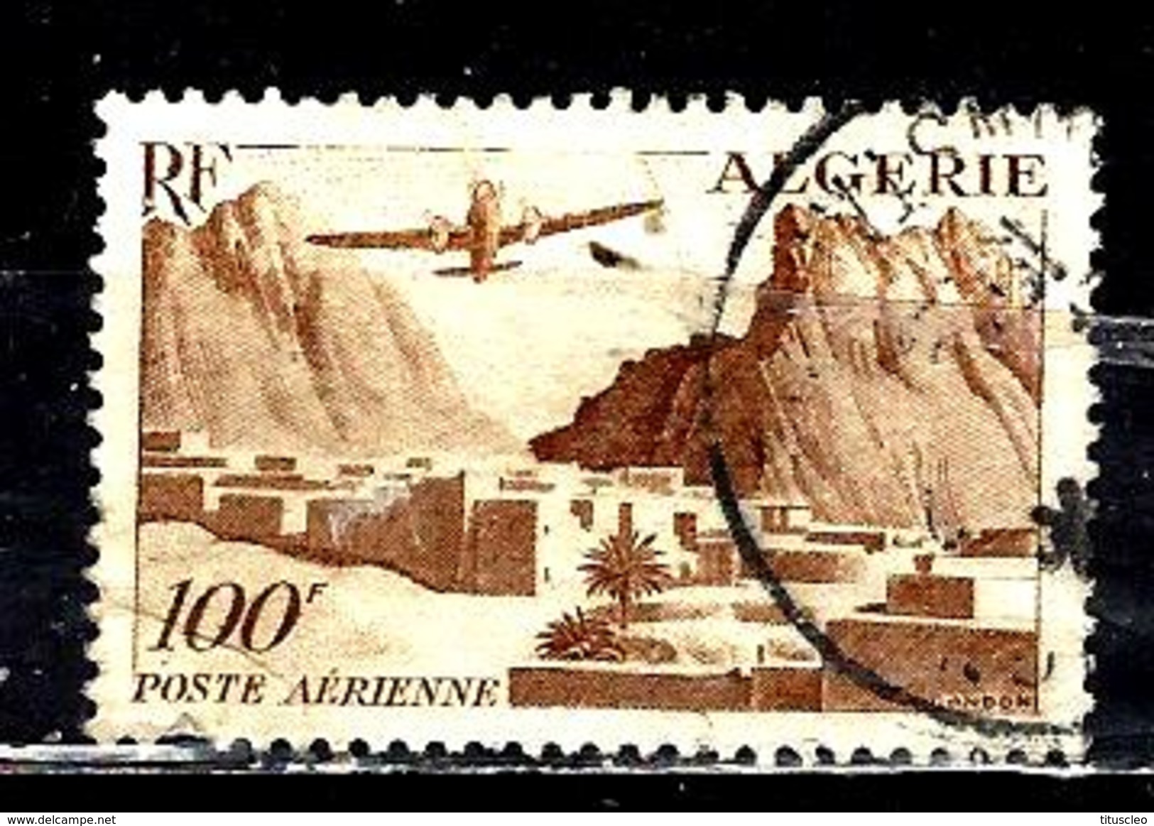 ALGERIE Aer10° 10,00f Brun-lilas Gorges D'El Kantara (10% De La Cote + 0,15) - Posta Aerea
