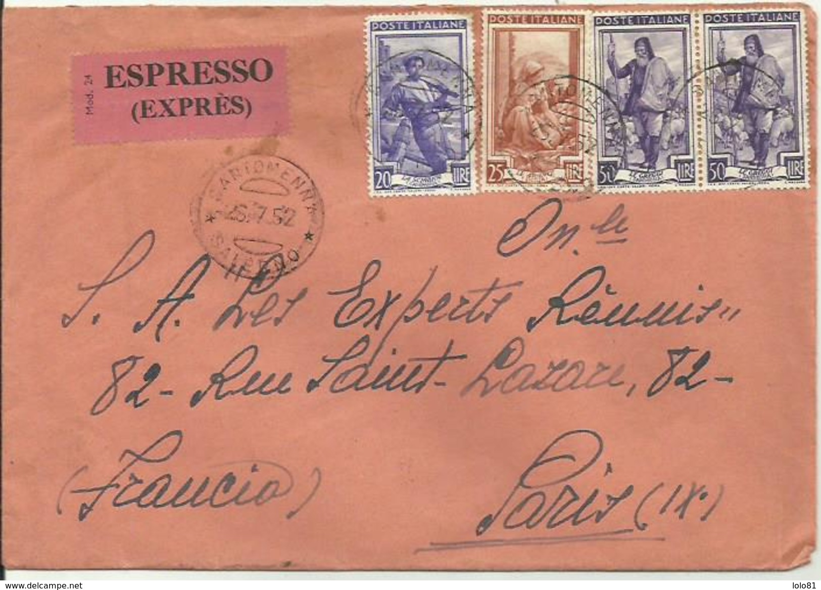 Superbe Lettre Exprès De 145 Lires Italie 1952 (thèmatique Berger, Moutons) - Sonstige & Ohne Zuordnung