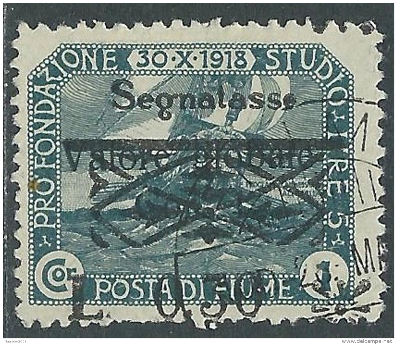 1921 FIUME USATO SEGNATASSE VALORE GLOBLALE 30 CENT SU 1 COR - P58-9 - Fiume