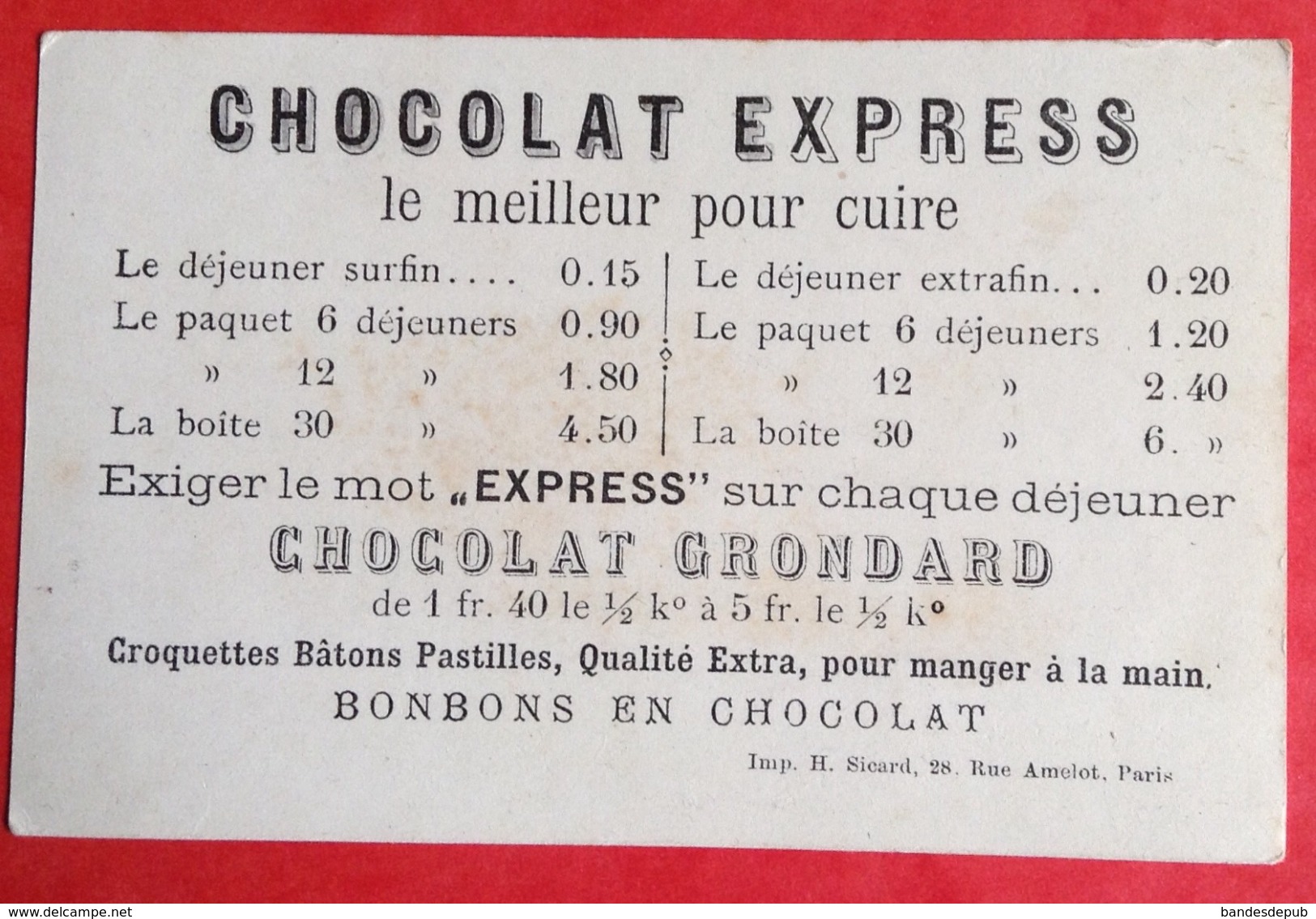 Chocolat Grondard Belle Chromo Sicard Militaria Militaire Garde Paris En Très Bon état - Autres & Non Classés