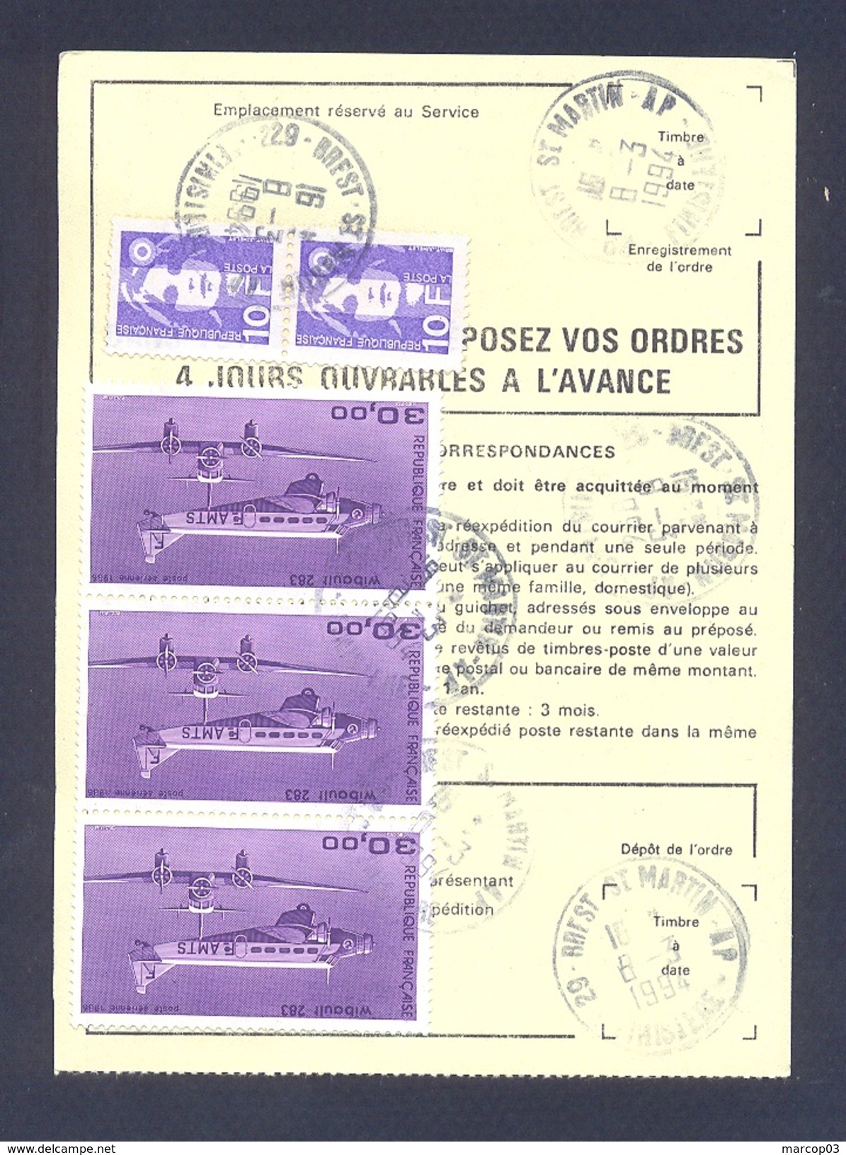 FINISTERE 29 BREST SAINT MARTIN AP ORDRE DE REEXPEDITION - 1961-....