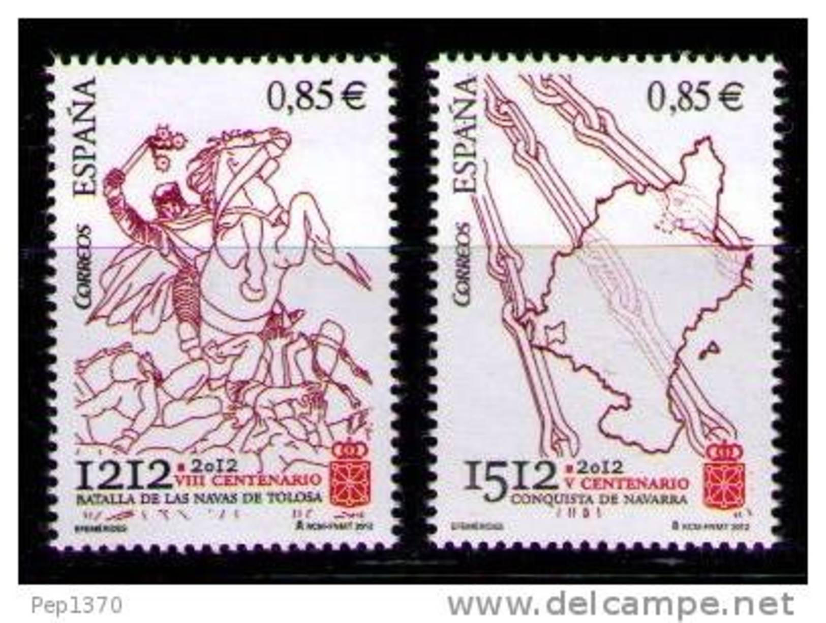 ESPAÑA 2012 - EFEMERIDES -Batalla De Las Navas De Tolosa - Conquista De Navarra - EDIFIL Nº 4704-4705 - YVERT 4382-4383 - Unused Stamps