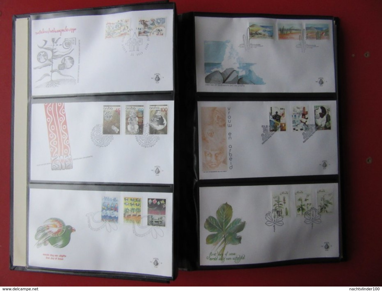 ARUBA FDC´S COLLECTION IN MOOI IMPORTA PSI III ALBUM FAUNA BIRDS FLORA CACTUS ONLY 15% CV! Ndm onbeschreven/unwritten