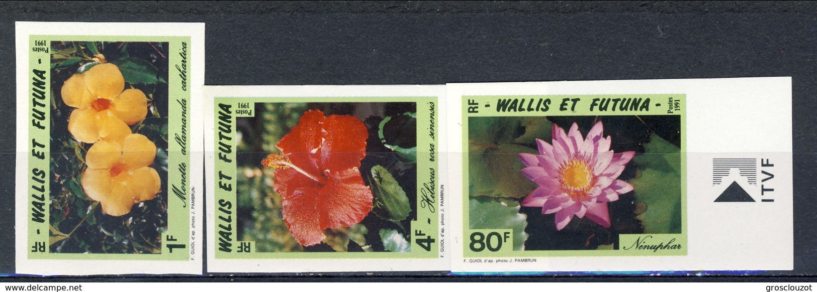 WF 1991 Serie N. 420-422 Fiori MNH NON DENTELLATI Cat. &euro; 6.15 - Non Dentellati, Prove E Varietà