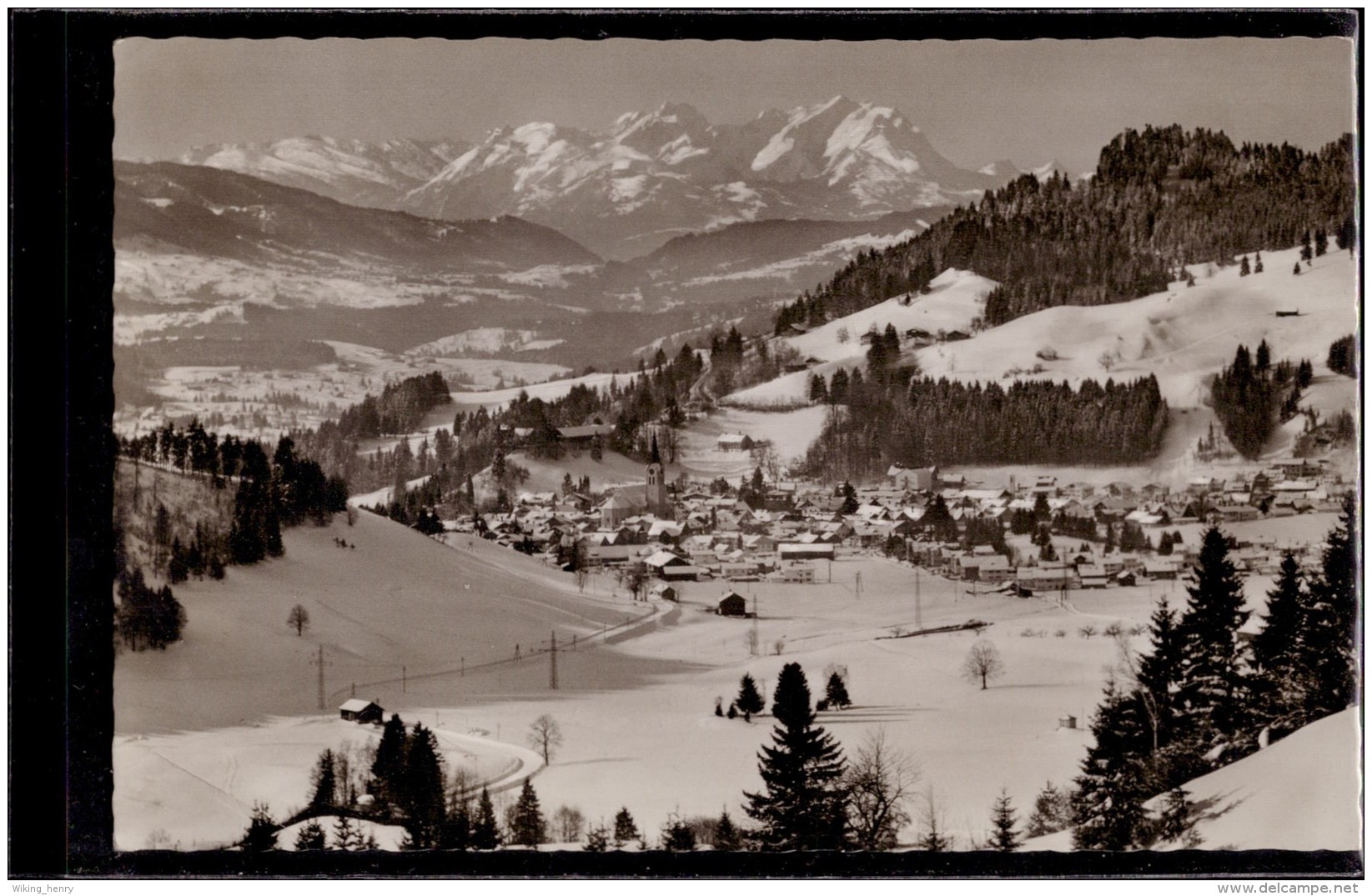 Oberstaufen - S/w Mit Blick Auf Schweizer Hochgebirge Und Säntisgruppe - Oberstaufen