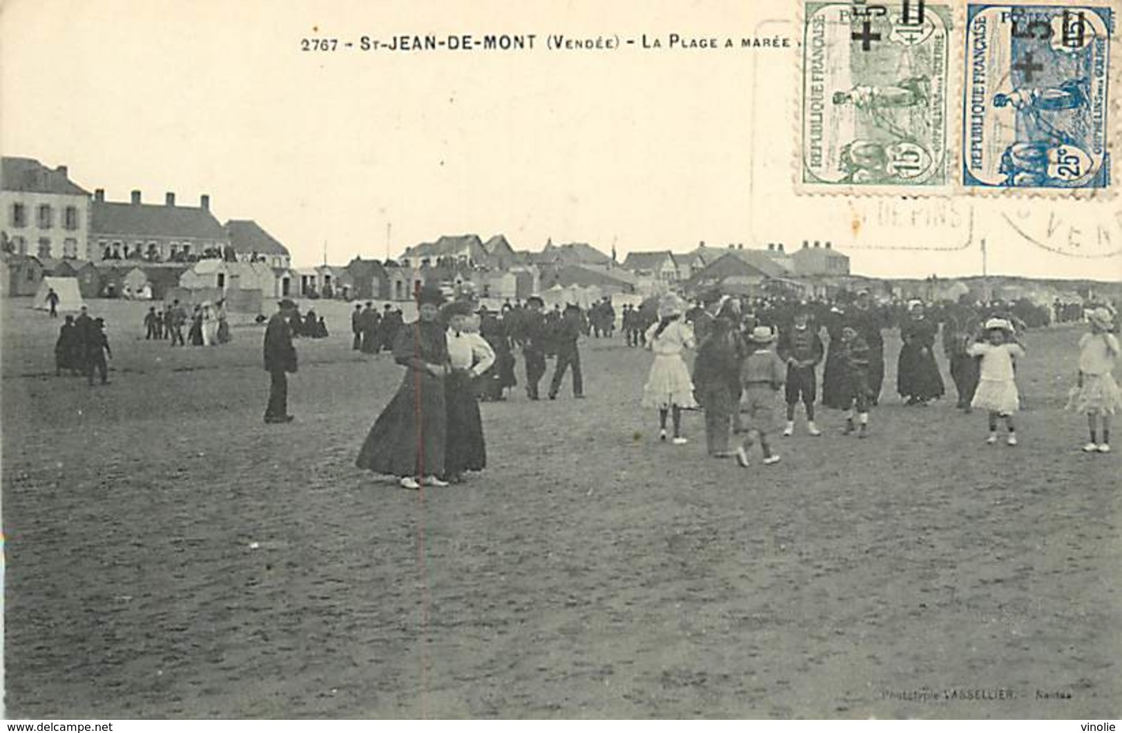 A-17-3789 : CARTE POSTALE DE SAINT-JEAN-DE-MONT VENDEE. TIMBRES ORPHELINS DE GUERRE - Storia Postale