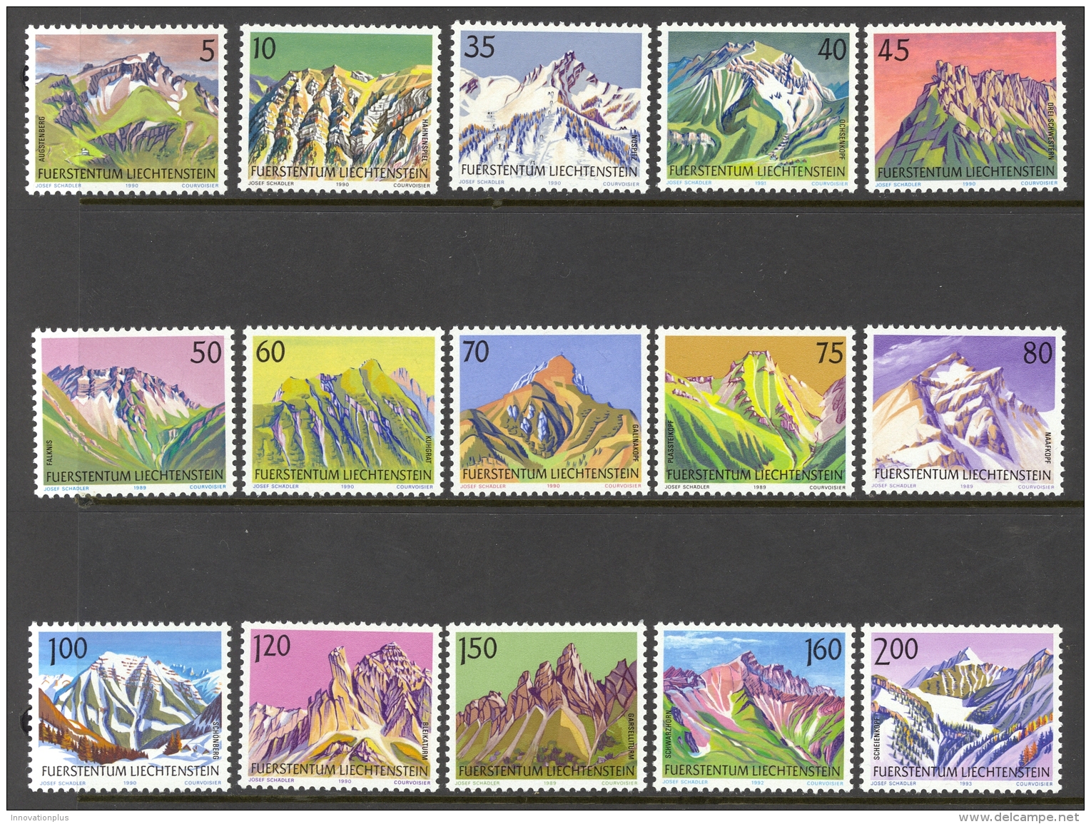 Liechtenstein Sc# 911-914 (930-941) MNH 1989 50rp-1.50fr Mountains - Neufs