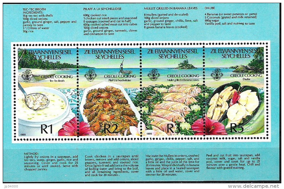 SEYCHELLES ILES ELOIGNEES, Gastronomie, Alimentation,  Cuisine Creole, Creole Cooking. BF Emis En 1989 **;, MNH - Alimentation