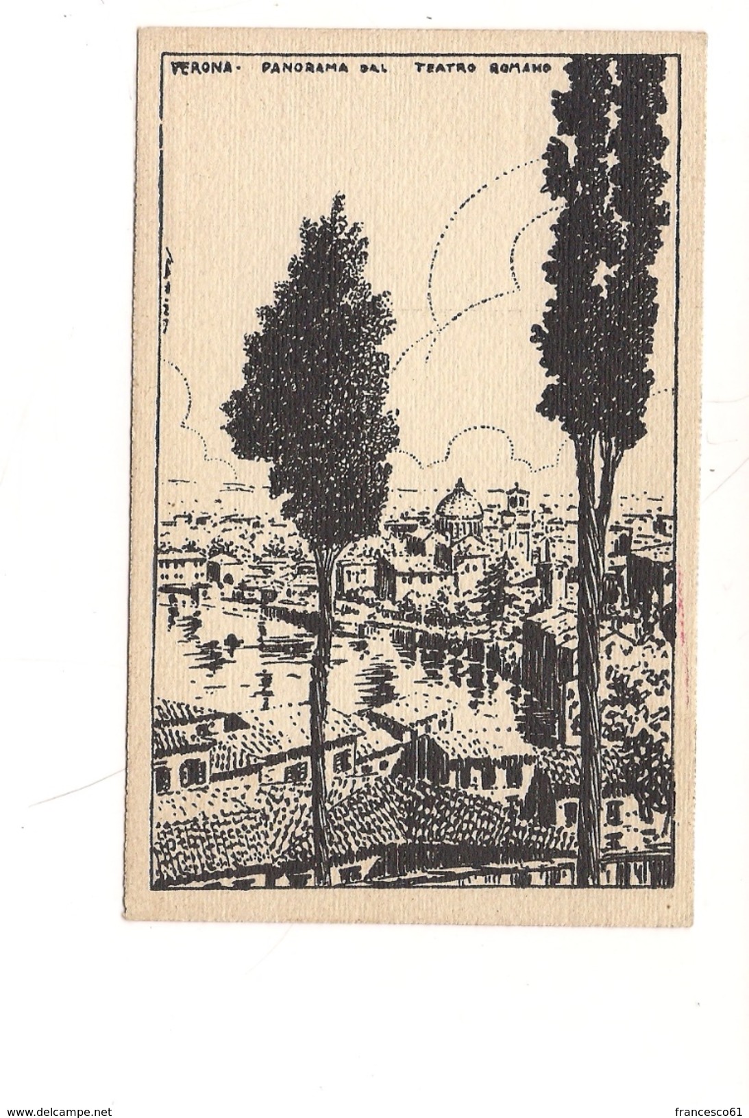 $3-5083 Veneto VERONA Xilo Photo Sborgi Illustratore Scattina Non Viaggiata Anni '30 - Verona