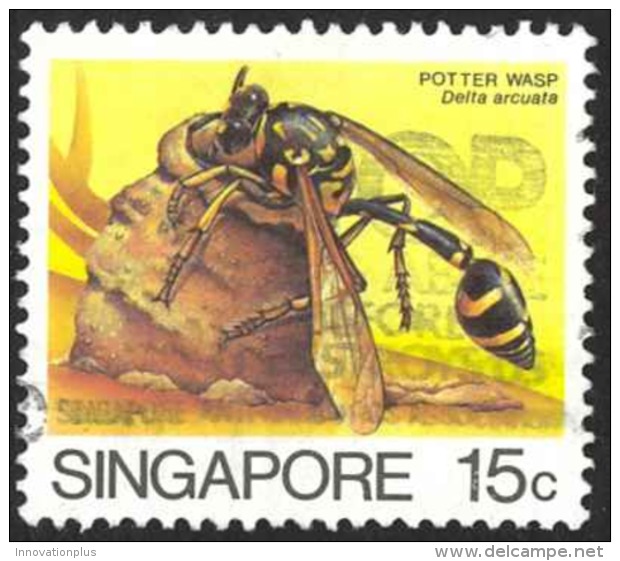 Singapore Sc# 455a Used 1986 15c Defs/Insects Redrawn - Singapore (1959-...)