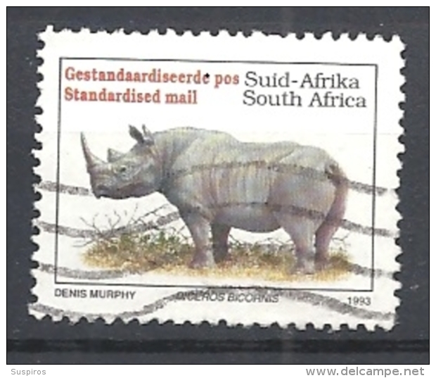 SUD AFRICA   1993 Endangered Fauna   LATIN INSCRIPTION    USED  Diceros Bicornis - Gebruikt