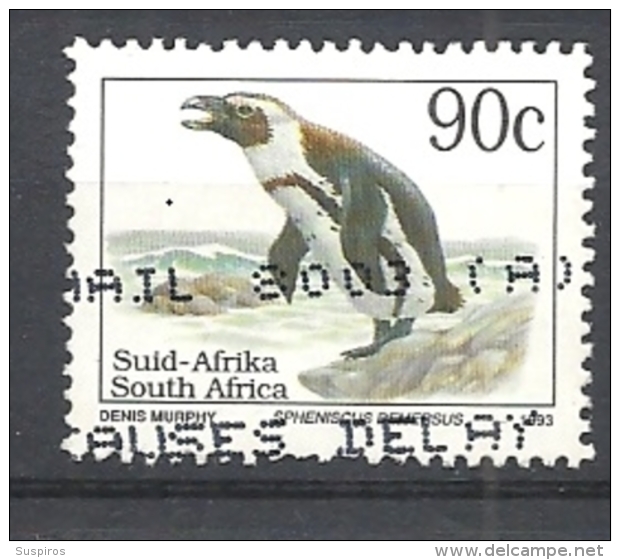 SUD AFRICA   1993 Endangered Fauna   LATIN INSCRIPTION    USED  Spheniscus Demersus AFRICAN PENGUIN - Usados