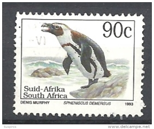 SUD AFRICA   1993 Endangered Fauna   LATIN INSCRIPTION    USED  Spheniscus Demersus AFRICAN PENGUIN - Usati