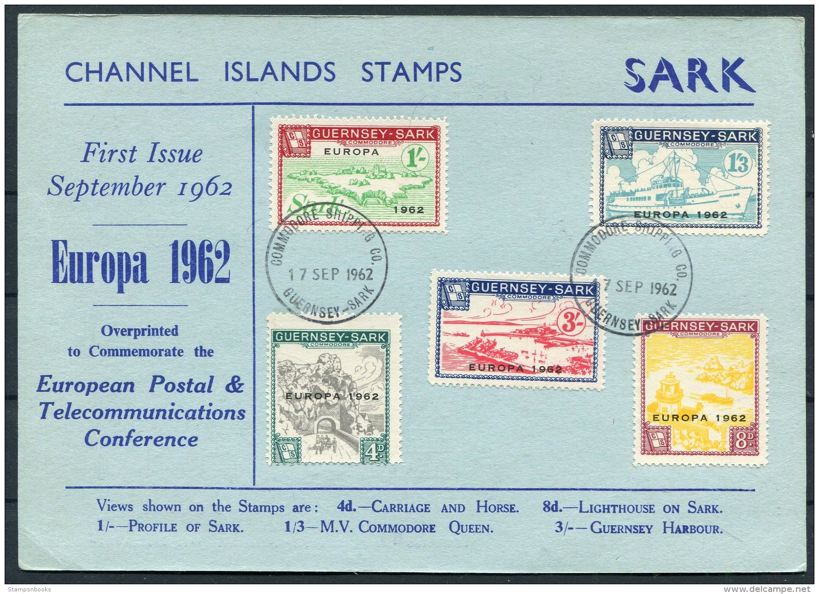 1962 Guernsey Sark Europa First Day Postcard - Guernsey