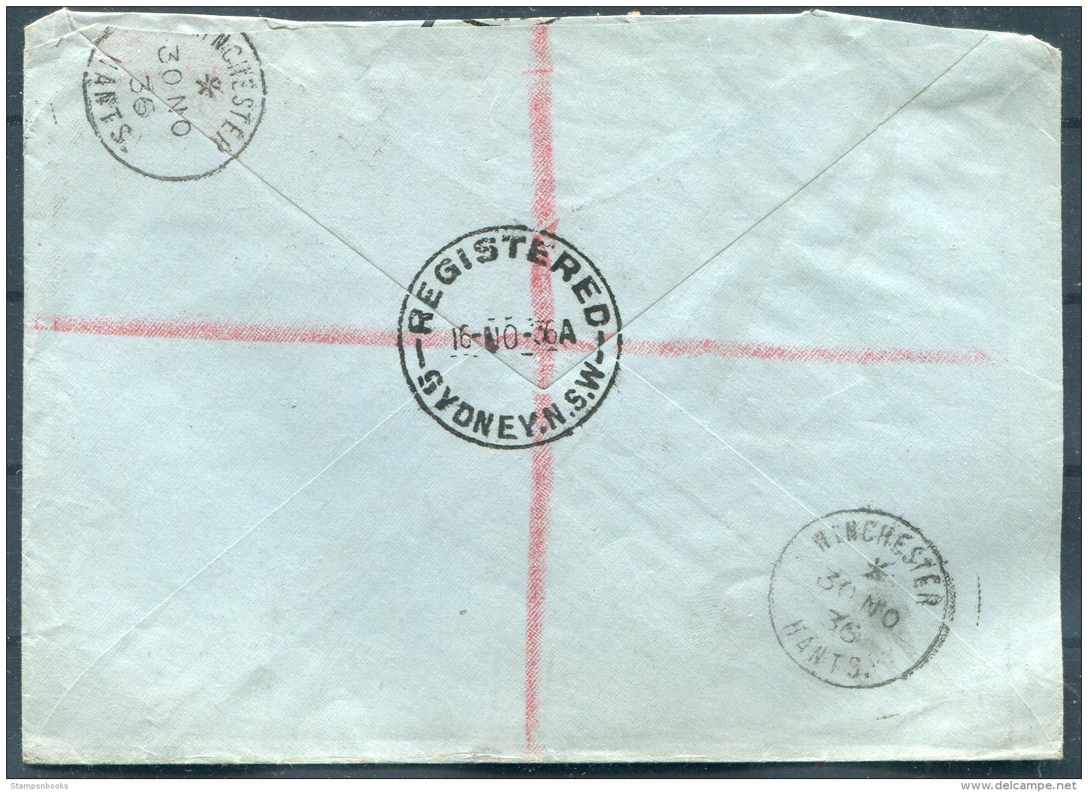 1936 Australia Sydney Registered  Airmail Cover - Winchester, GB - Storia Postale