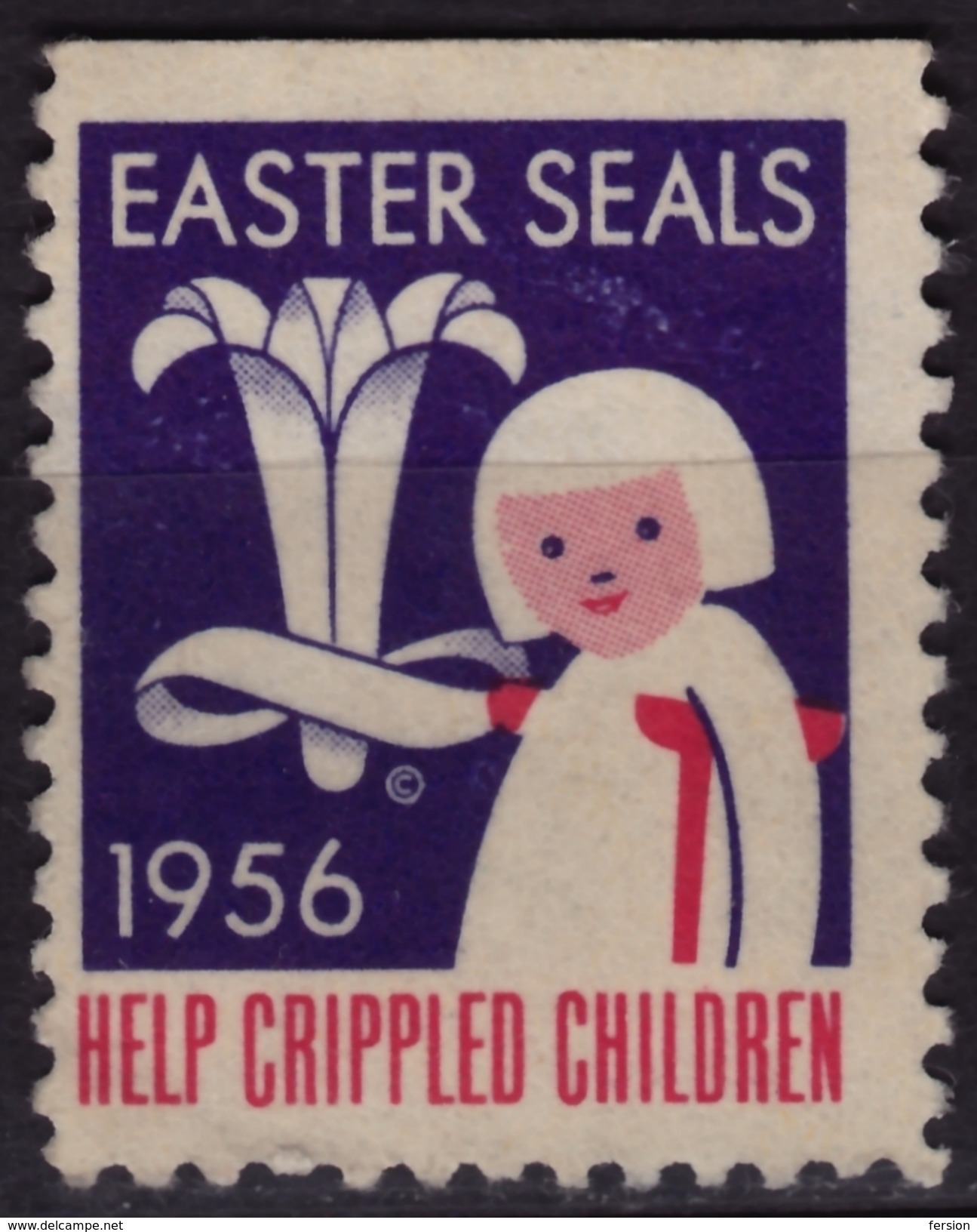 FIGHT Crippling - Easter Seals - 1956 Canada / Charity Label Vignette Cinderella - Lily - Ernährung