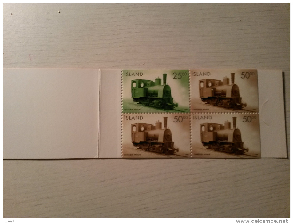 ISLANDE - CARNET - 4 Timbres Avec Trains. - Markenheftchen