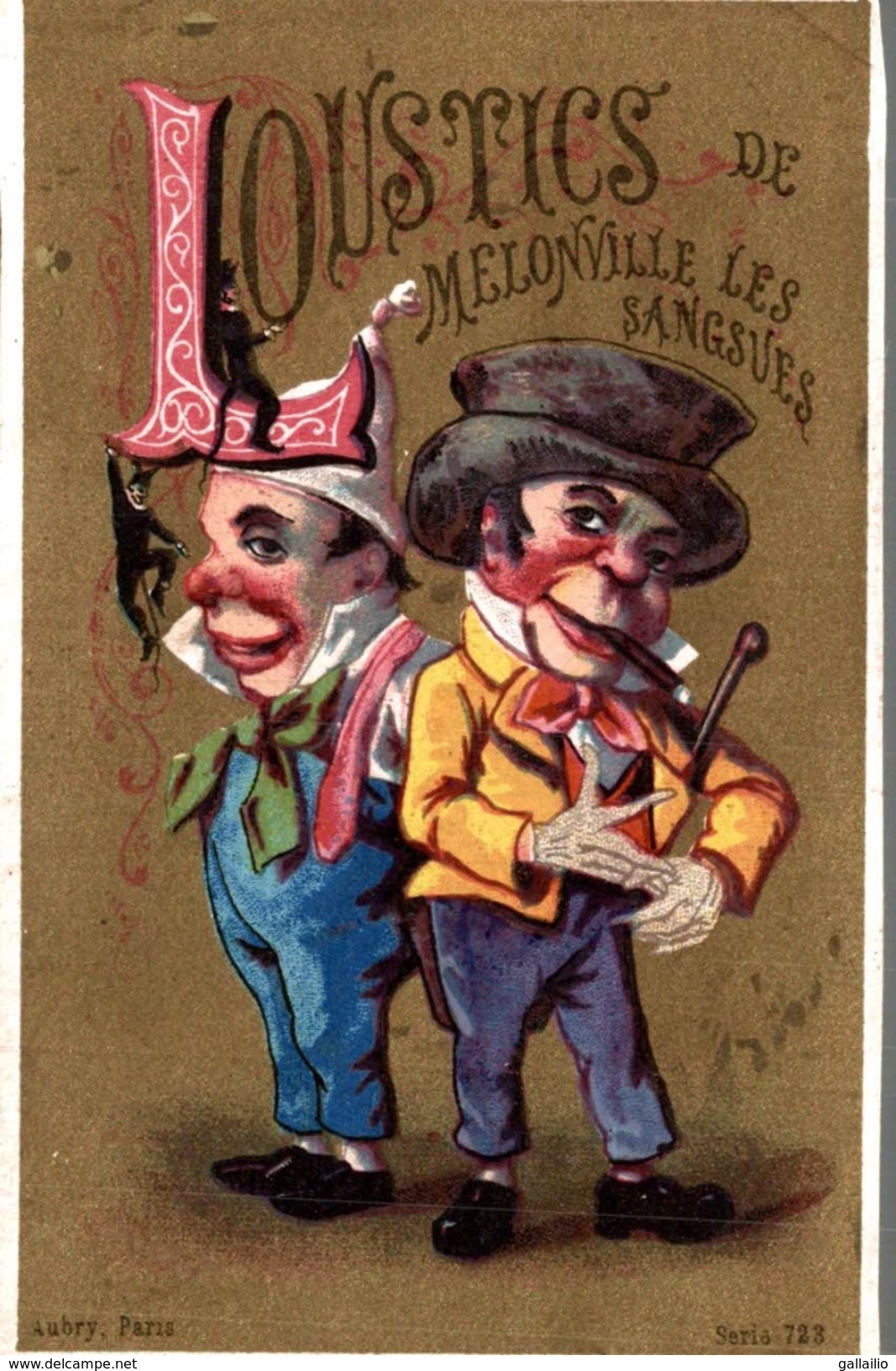 CHROMO HUMOUR ALPHABET LITHO AUBRY SERIE 723 LETTRE L COMME LOUSTICS DE MELONVILLE LES SANGSUES - Otros & Sin Clasificación