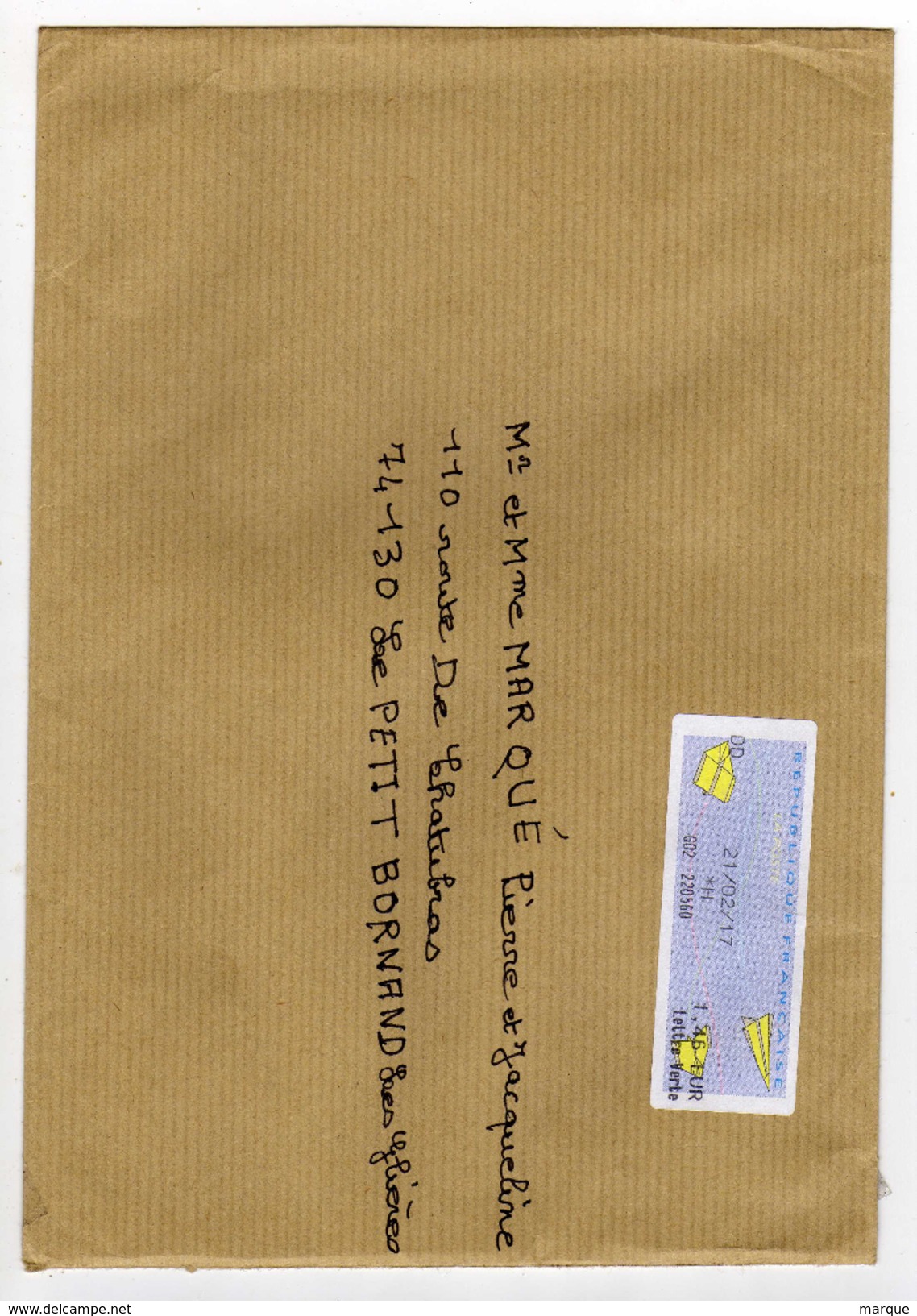 Enveloppe Avec Vignette D' Affranchissement Oblitération Lettre Verte G02 21/02/2017 - 2000 « Avions En Papier »