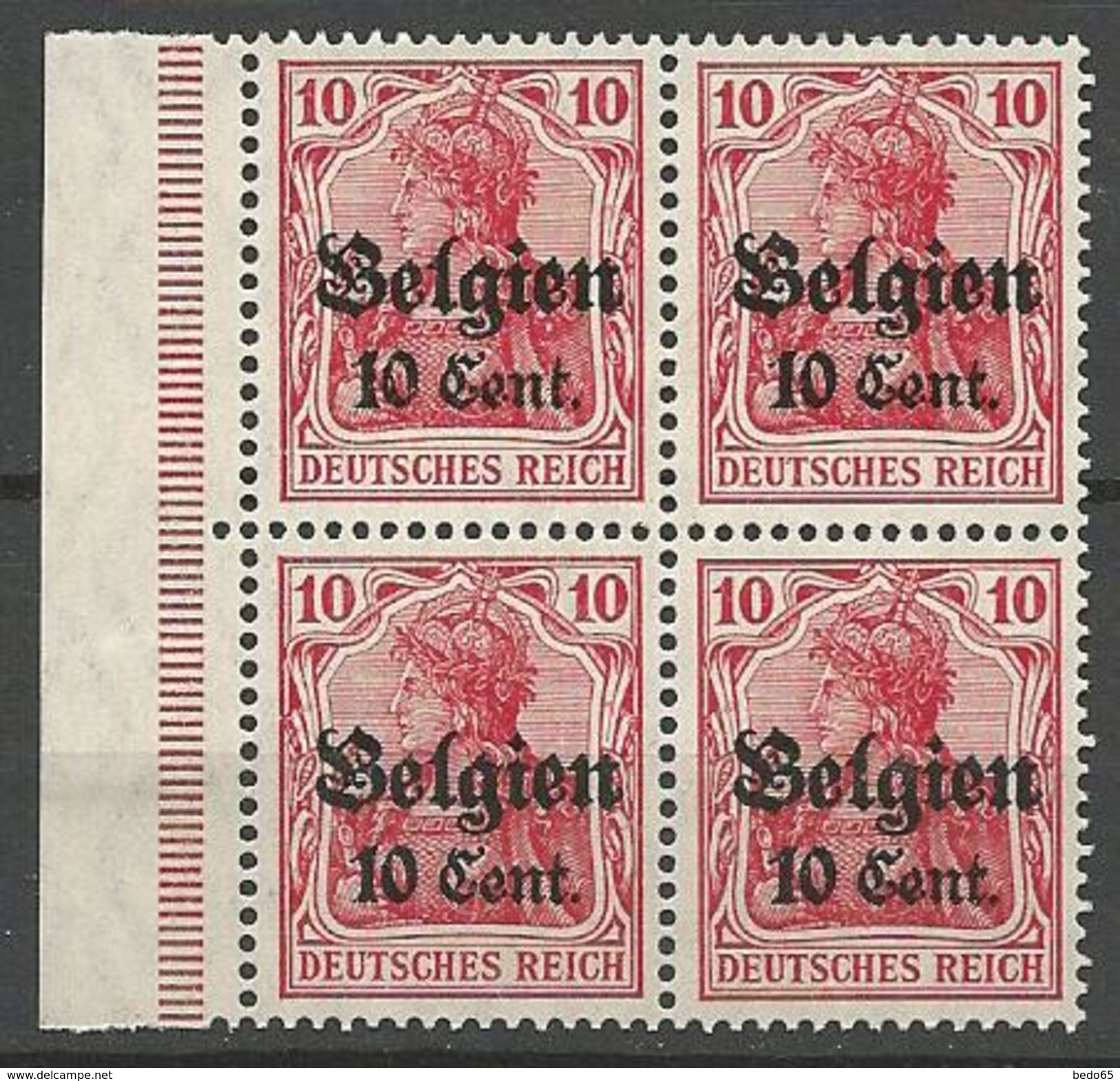 BLOC DE 4 N° 14  NEUF** LUXE SANS CHARNIERE  / MNH - OC38/54 Occupation Belge En Allemagne