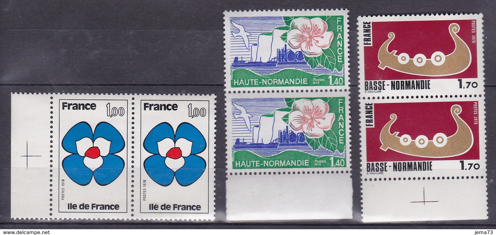 N° 1991 à 1993 Série Régions Ile-de-France Haute Normandie Basse Normandie: Série En Paire De 2 Timbres Neuf Impeccable - Ongebruikt