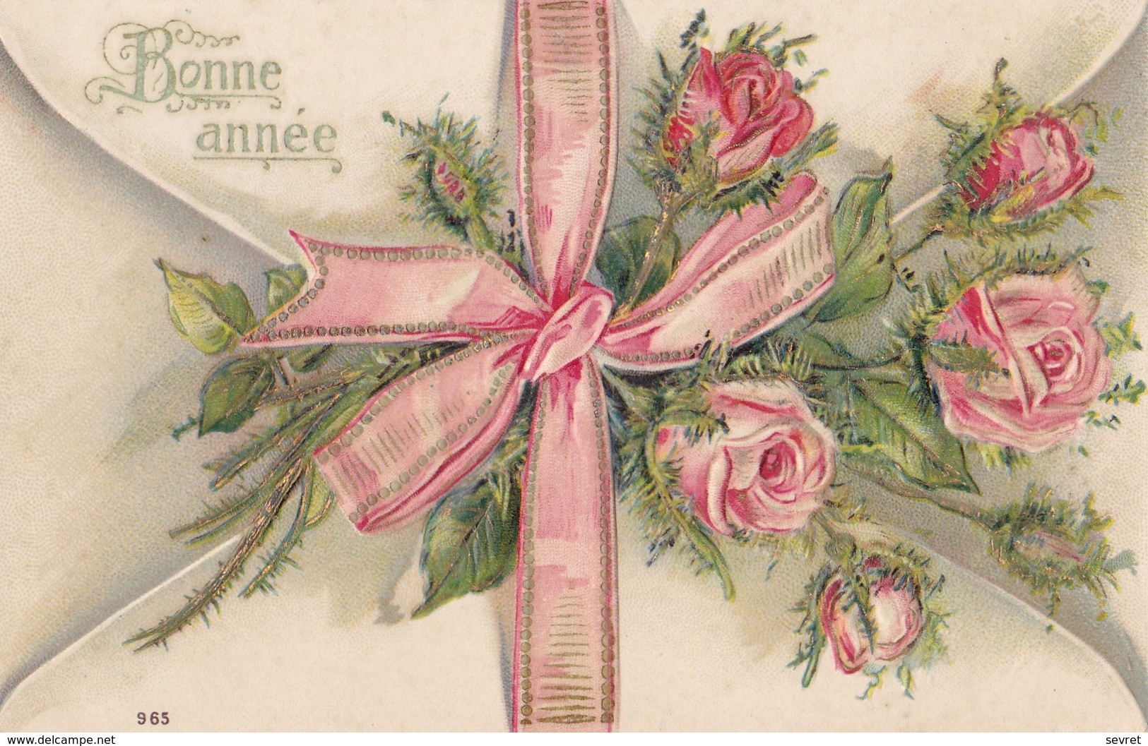 BONNE ANNEE. - Joli Bouquet De Roses. Carte Gaufrée - Nouvel An