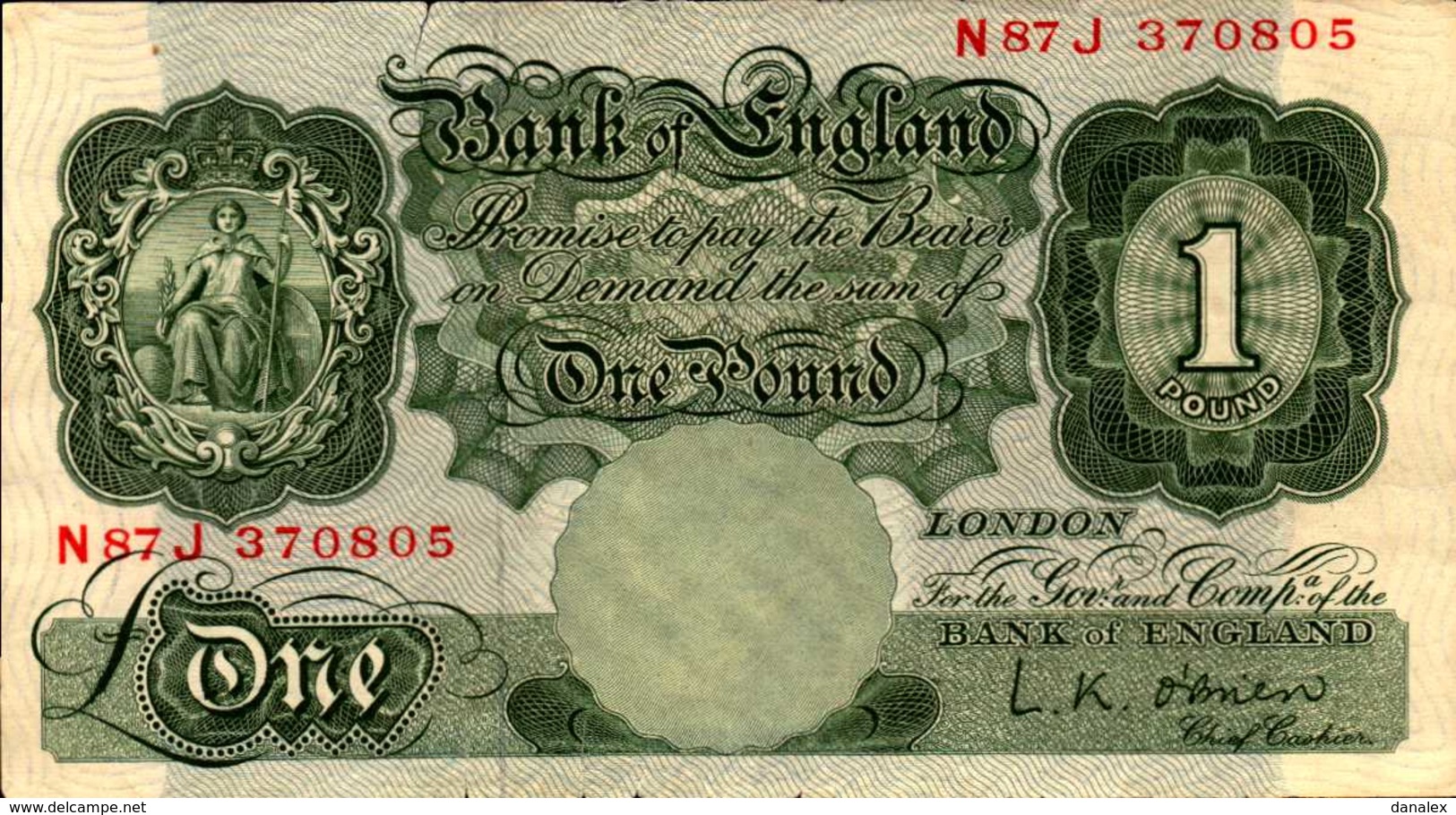 ANGLETERRE 1 LIVRE  De 1955-60nd  Pick 369c - 10 Shillings