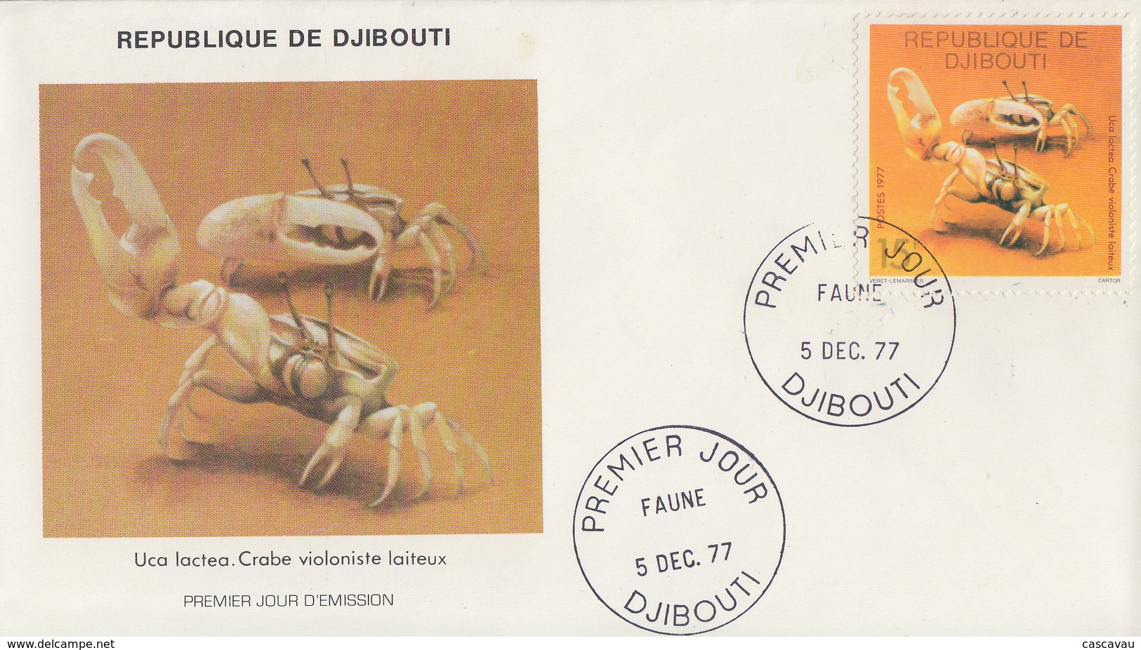 Enveloppe  FDC  1er  Jour   DJIBOUTI    Crabe   1977 - Djibouti (1977-...)